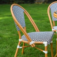 The Orbis Diamond 4-Seater Bistro Dining Set in Black & White Showing the Chair Side on