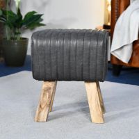 "The Orton" Mango Wood & Black Leather Bug Stool in Situ in the Sitting Room