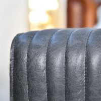 Ribbed Design on the Black Leather on the Stool