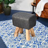 "The Orton" Mango Wood & Black Leather Bug Stool in Situ in the Home