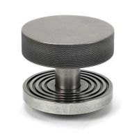 The Pewter Knurled Centre Door Knob on a Beehive Rose Shown Upright on a White Background 