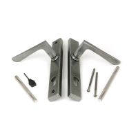 The Pewter Slimline Espag Lever Door Handle (92mm Centres) Showing All the Fittings