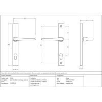The Pewter Slimline Espag Lever Door Handle (92mm Centres) Technical Drawings and Dimensions