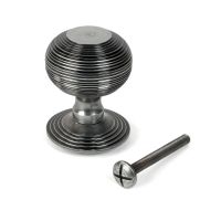 The Pewter Traditional Beehive Centre Door Knob Shown Upright with Bolt