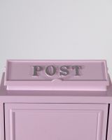The Pink "Oxford" Wall Mounted Post Box with Silver Detail Seen from Above The Pink "Oxford" Wall Mounted Post Box with Silver Detail Seen from Above
