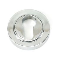 The Plain Concealed Standard Euro Escutcheon - Polished Chrome on a White Background 