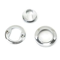 The Plain Concealed Standard Euro Escutcheon - Polished Chrome with all of the Components 