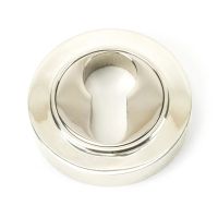 The Plain Concealed Standard Euro Escutcheon - Polished Nickel on a White Background The Plain Concealed Standard Euro Escutcheon - Polished Nickel on a White Background