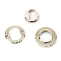 The Plain Concealed Standard Euro Escutcheon - Polished Nickel with all of the Components The Plain Concealed Standard Euro Escutcheon - Polished Nickel with all of the Components