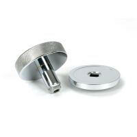 The Polished Chrome Knurled Centre Door Knob on Plain Rose Displayed in Separate Sections The Polished Chrome Knurled Centre Door Knob on Plain Rose Displayed in Separate Sections