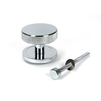 The Polished Chrome Knurled Centre Door Knob on Plain Rose with Bolt Fitting The Polished Chrome Knurled Centre Door Knob on Plain Rose with Bolt Fitting