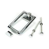 The Polished Chrome Modern Knurled Rectangular Door Knocker with all Components The Polished Chrome Modern Knurled Rectangular Door Knocker with all Components