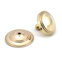 The Polished Brass Art Deco Stepped Centre Door Knob Shown with the Rose The Polished Brass Art Deco Stepped Centre Door Knob Shown with the Rose