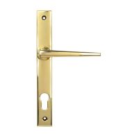The Polished Brass Slimline Espag Lever Door Handle (92mm Centres) Shown from the Back
