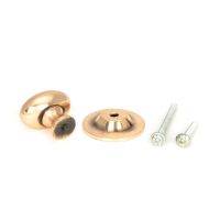 The Polished Bronze 33mm Traditional Oval Cabinet Knob with Bolt Fittings and Rose on a White Background The Polished Bronze 33mm Traditional Oval Cabinet Knob with Bolt Fittings and Rose on a White Background