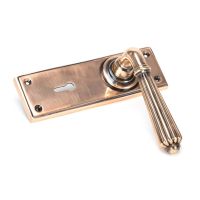 The Polished Bronze Classic Fluted Period Lever Lock Suite Architectural Door Handle Set Shown on its Side The Polished Bronze Classic Fluted Period Lever Lock Suite Architectural Door Handle Set Shown on its Side