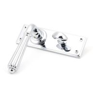 The Polished Chrome Classic Fluted Period Privacy Suite Bathroom Lever Handles Shown on its Side The Polished Chrome Classic Fluted Period Privacy Suite Bathroom Lever Handles Shown on its Side