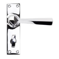 The Polished Chrome Geometric Tapered Privacy Suite Bathroom Lever Handles The Polished Chrome Geometric Tapered Privacy Suite Bathroom Lever Handles