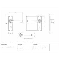 The Polished Chrome Geometric Tapered Privacy Suite Bathroom Lever Handles Technical Drawings and Dimensions The Polished Chrome Geometric Tapered Privacy Suite Bathroom Lever Handles Technical Drawings and Dimensions