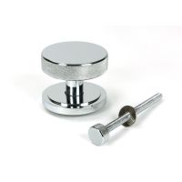 The Polished Chrome Knurled Centre Door Knob on Art Deco Rose with Bolt Fitting The Polished Chrome Knurled Centre Door Knob on Art Deco Rose with Bolt Fitting