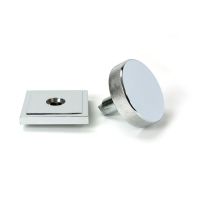 The Polished Chrome Knurled Centre Door Knob on Square Rose Displayed in Separate Sections on a White Background The Polished Chrome Knurled Centre Door Knob on Square Rose Displayed in Separate Sections on a White Background