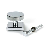 The Polished Chrome Knurled Centre Door Knob on Square Rose with Bolt Fitting The Polished Chrome Knurled Centre Door Knob on Square Rose with Bolt Fitting