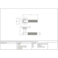 The Polished Chrome Knurled Lever on Art Deco Rose Set Technical Drawings and Dimensions 
