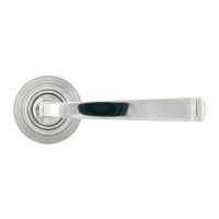 The Polished Chrome Tapered Lever on Beehive Rose Set Shown from the Front The Polished Chrome Tapered Lever on Beehive Rose Set Shown from the Front