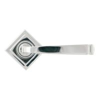 The Polished Chrome Tapered Lever on Square Rose Set Displayed in a Diamond Orientation The Polished Chrome Tapered Lever on Square Rose Set Displayed in a Diamond Orientation