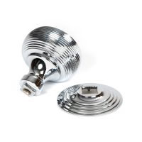The Polished Chrome Traditional Beehive Centre Door Knob Shown from Behind with Rose