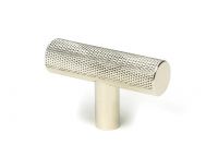 The Polished Nicked "Astor" Knurled Industrial T-Bar Cabinet Fitting Displayed on a White Background Shown at an Angle