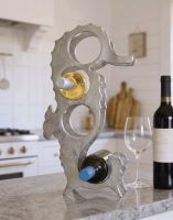 The Polished Nickel "Seahorse" Wine Rack on a Marble Effect Kitchen Island next to a Wine Glass - Digital Illustration The Polished Nickel "Seahorse" Wine Rack on a Marble Effect Kitchen Island next to a Wine Glass - Digital Illustration