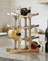 The Polished Nickel "Kempton House" Wine Rack Displayed with Wine Bottles on a Sleek Contemporary Kitchen Countertop - Digital Illustration The Polished Nickel "Kempton House" Wine Rack Displayed with Wine Bottles on a Sleek Contemporary Kitchen Countertop - Digital Illustration