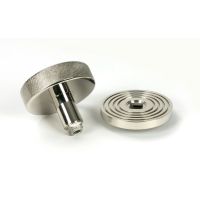 The Polished Nickel Knurled Centre Door Knob on Beehive Rose Displayed in Separate Sections The Polished Nickel Knurled Centre Door Knob on Beehive Rose Displayed in Separate Sections