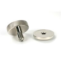 The Polished Nickel Knurled Centre Door Knob on Plain Rose Displayed in Separate Sections The Polished Nickel Knurled Centre Door Knob on Plain Rose Displayed in Separate Sections
