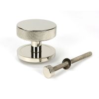 The Polished Nickel Knurled Centre Door Knob on Plain Rose with Bolt Fitting The Polished Nickel Knurled Centre Door Knob on Plain Rose with Bolt Fitting