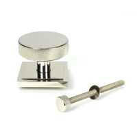 The Polished Nickel Knurled Centre Door Knob on Square Rose with Bolt Fitting The Polished Nickel Knurled Centre Door Knob on Square Rose with Bolt Fitting