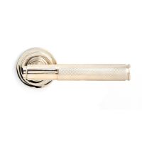The Polished Nickel Knurled Lever on Art Deco Rose Set Shown from the Front 