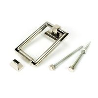 The Polished Nickel Modern Knurled Rectangular Door Knocker with all Components The Polished Nickel Modern Knurled Rectangular Door Knocker with all Components