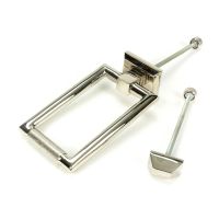 The Polished Nickel Modern Knurled Rectangular Door Knocker with Bolts The Polished Nickel Modern Knurled Rectangular Door Knocker with Bolts