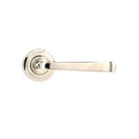 The Polished Nickel Tapered Lever on Art Deco Rose Set Shown from the Front