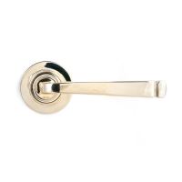 The Polished Nickel Tapered Lever on Plain Rose Set Shown from the Front The Polished Nickel Tapered Lever on Plain Rose Set Shown from the Front