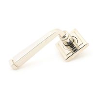 The Polished Nickel Tapered Lever on Square Rose Set on a White Background 