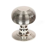 The Polished Nickel Traditional Beehive Centre Door Knob on a White Background Shown Upright The Polished Nickel Traditional Beehive Centre Door Knob on a White Background Shown Upright