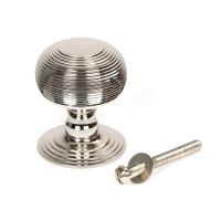 The Polished Nickel Traditional Beehive Centre Door Knob Shown with Bolt The Polished Nickel Traditional Beehive Centre Door Knob Shown with Bolt