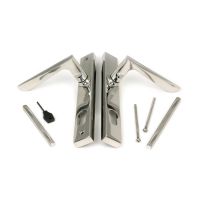 The Polished Stainless Steel Espag Lever Door Handle (92mm Centres) Showing All the Fittings