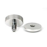 The Polished Stainless Steel Knurled Centre Door Knob on a Plain Rose Displayed in Separate Sections on a White Background The Polished Stainless Steel Knurled Centre Door Knob on a Plain Rose Displayed in Separate Sections on a White Background