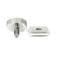 The Polished Stainless Steel Knurled Centre Door Knob on a Square Rose on a White Background Displayed in Separate Sections 