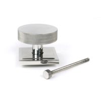 The Polished Stainless Steel Knurled Centre Door Knob on a Square Rose with Bolt Fitting 