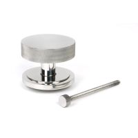 The Polished Stainless Steel Knurled Centre Door Knob on an Art Deco Rose with Bolt Fitting The Polished Stainless Steel Knurled Centre Door Knob on an Art Deco Rose with Bolt Fitting